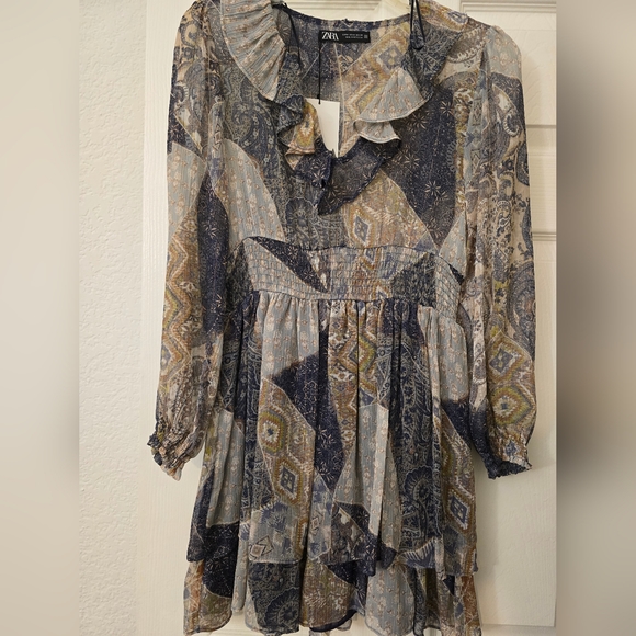 Zara Ruffled Print Dress - Picture 2 of 4